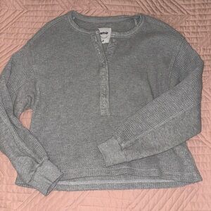 Aerie Gray Button-Up Sweater